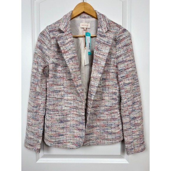 Skies Are Blue Jackets & Blazers - Skies Are Blue Minyonette Knit Jacquard Blazer Off-White Multicolor Small NWT
